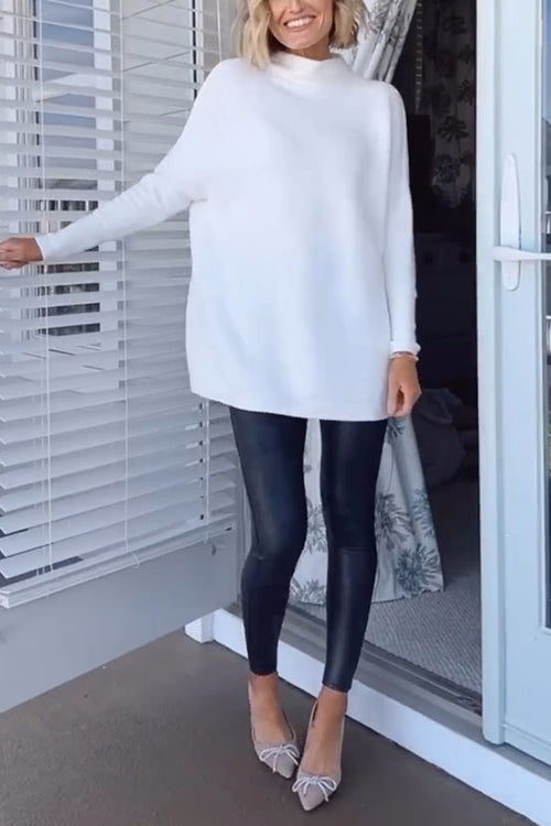 Dame Oversized Genser med Falsk Hals 5
