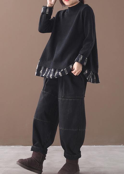 Dame Oversized Genser med O-hals 1