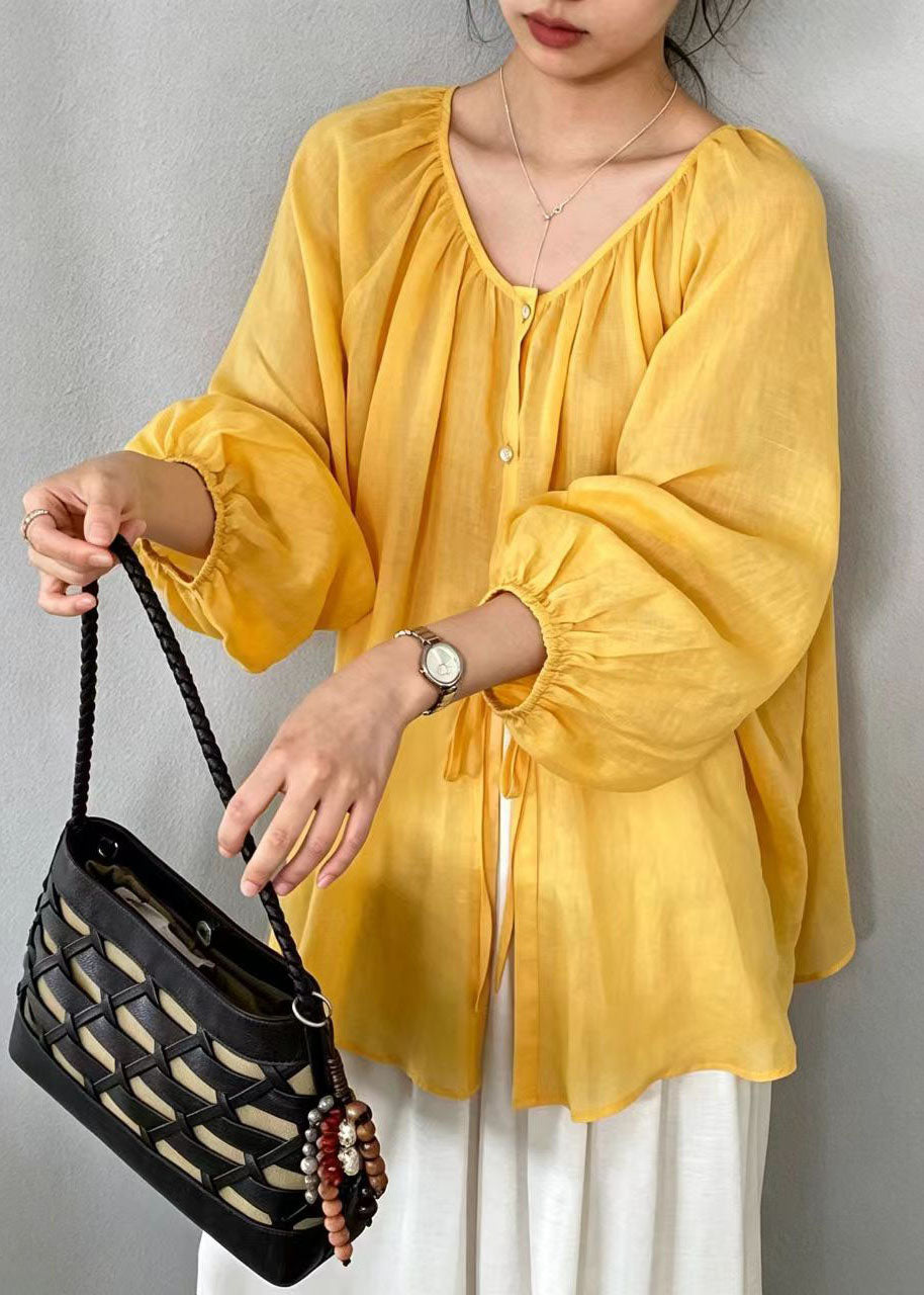 Dame Oversized Linbluse Boho Stil 3
