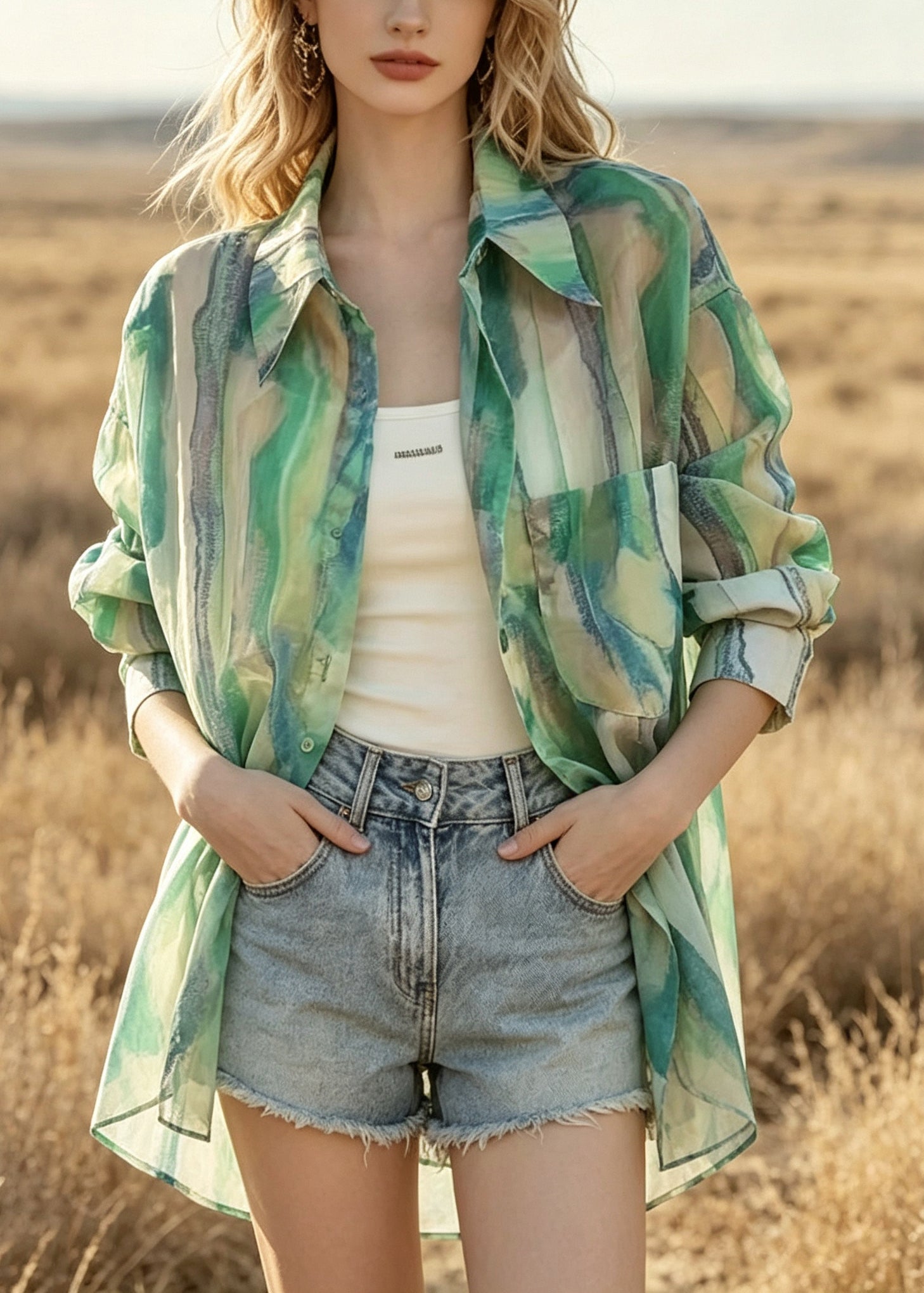 Dame Oversized Skjorte Tie Dye Stil 2