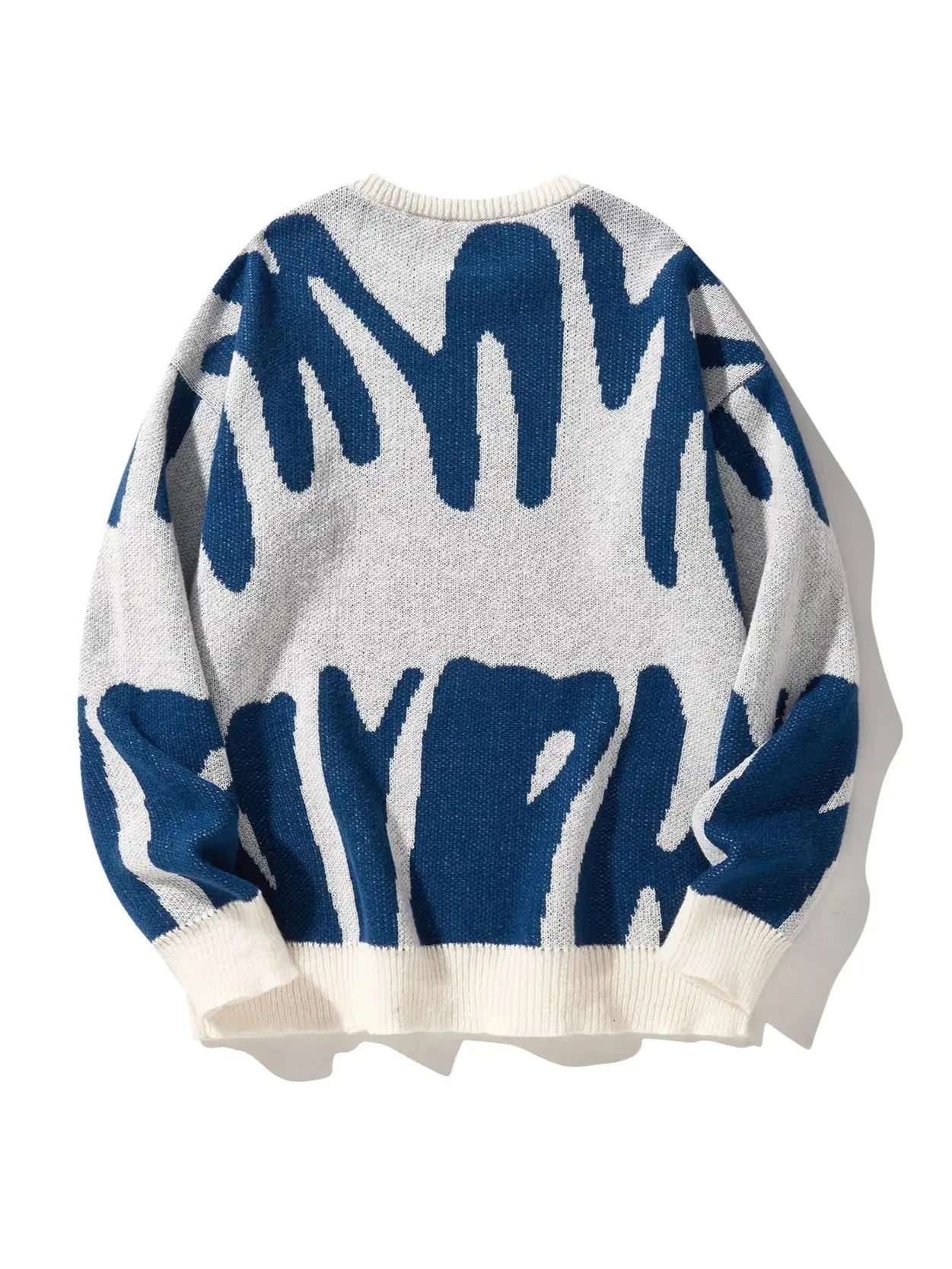 Dame Oversized Strikkegenser Abstrakt Mønster Moderne Stil 0