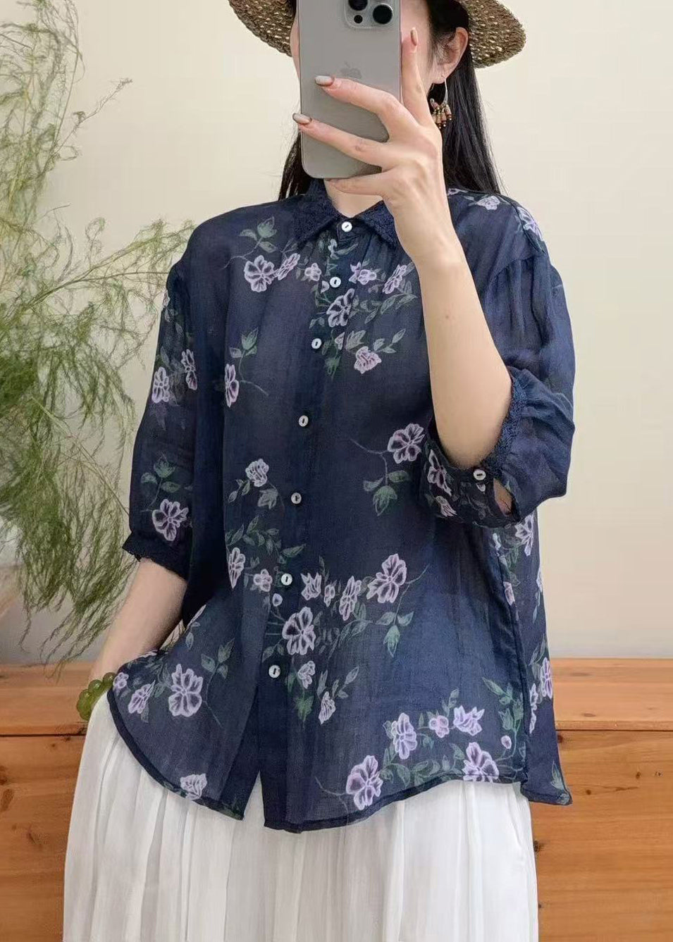 Dame Oversized Topp med Trykk 2