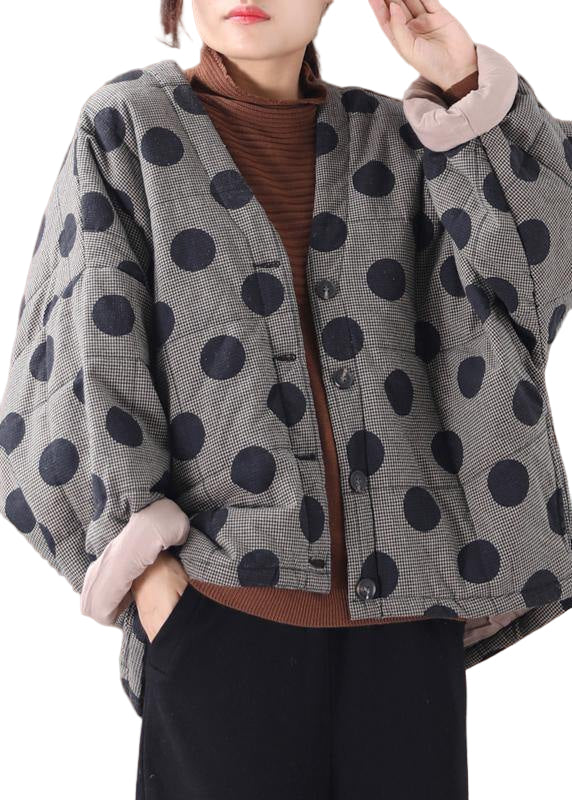 Dame Parkas V-hals Rutete Design - Trendy og Komfortabel 0