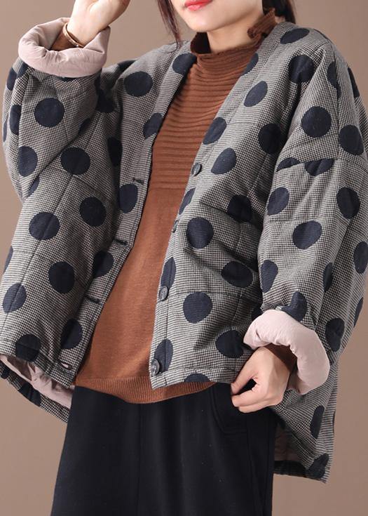 Dame Parkas V-hals Rutete Design - Trendy og Komfortabel 2
