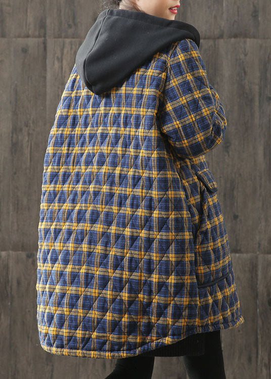 Dame Parkas med Hette og Rutete Lommer 3