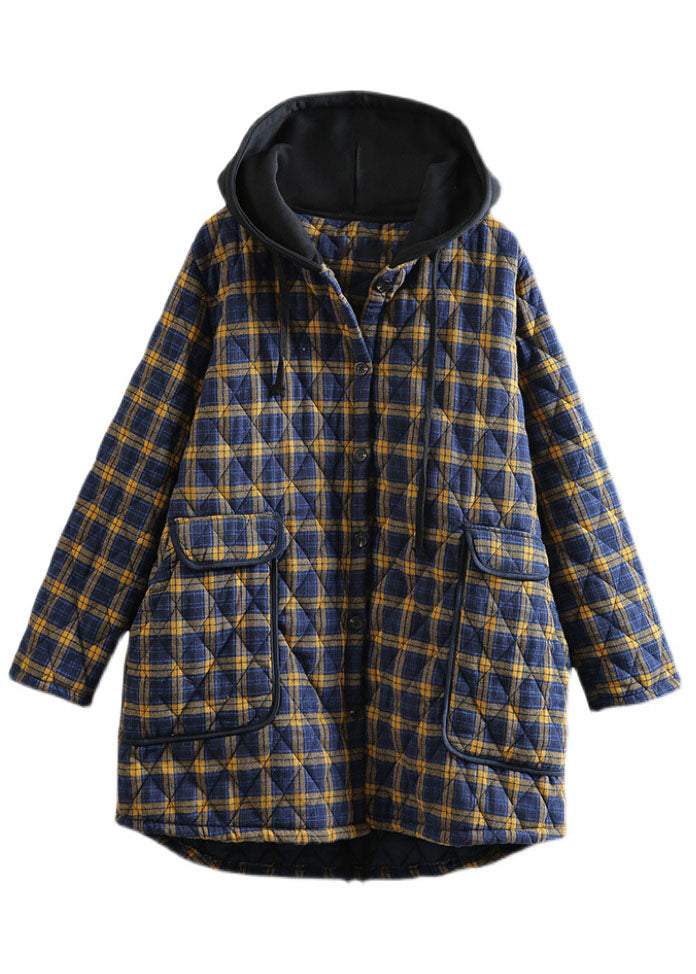 Dame Parkas med Hette og Rutete Lommer 4
