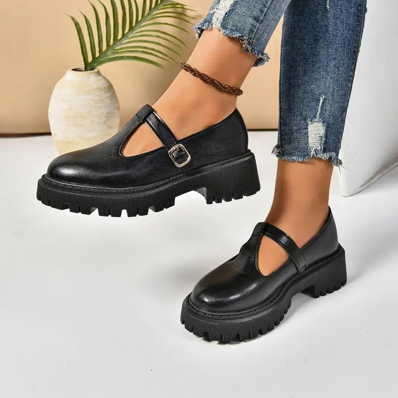 Dame Plattformsko Retro Design Med Chunky Gummiplattform 5