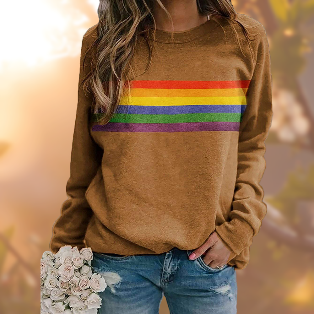 Dame Pullover med Regnbuemønster 1