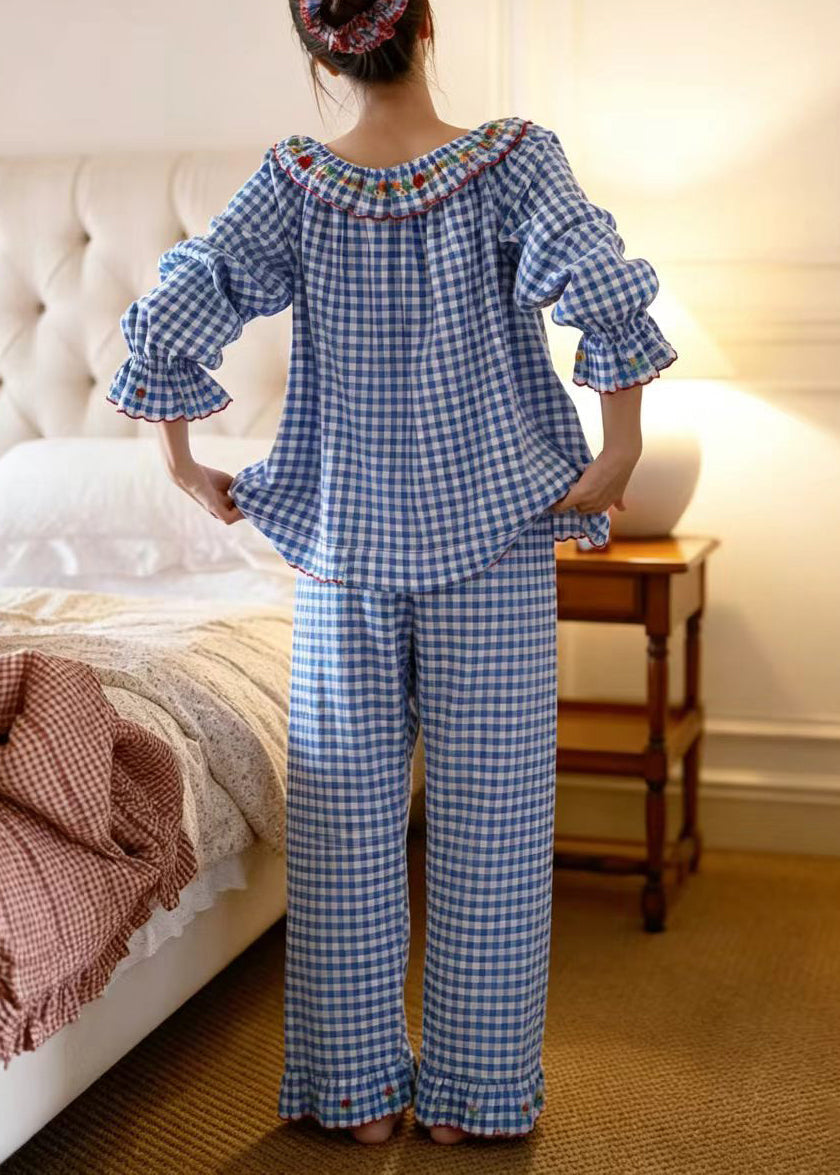 Dame Pyjamasett Langermet Vintage Rutemønster 2