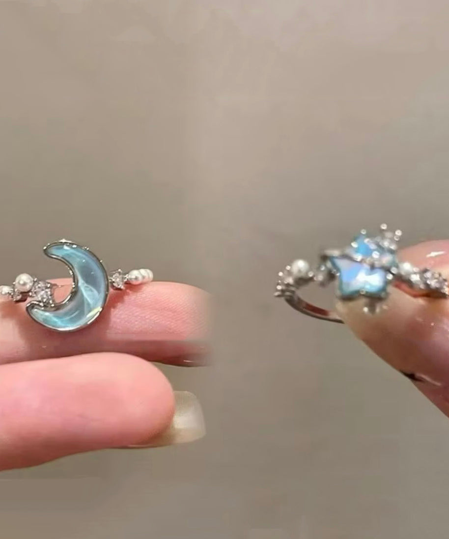 Dame Ring Sett Måne og Stjerne Design 4
