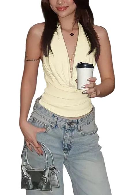 Dame Ryggløs Tanktop Lys Gul Sommerstil 0