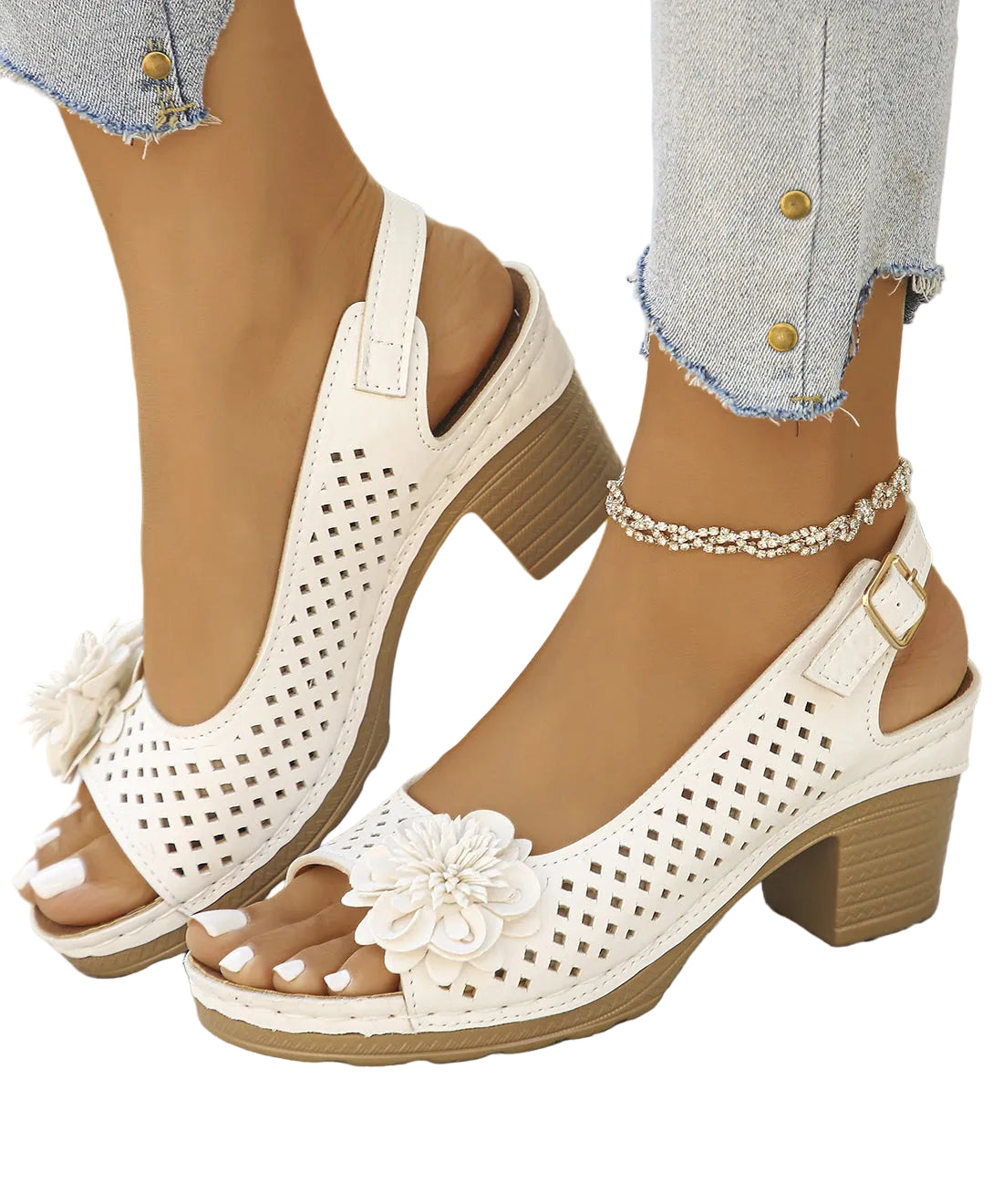 Dame Sandaler Chunky med Blomsterdesign 0