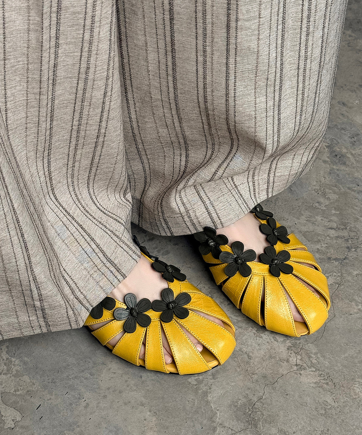 Dame Sandaler Med Blomsterspleising og Hul Design 0