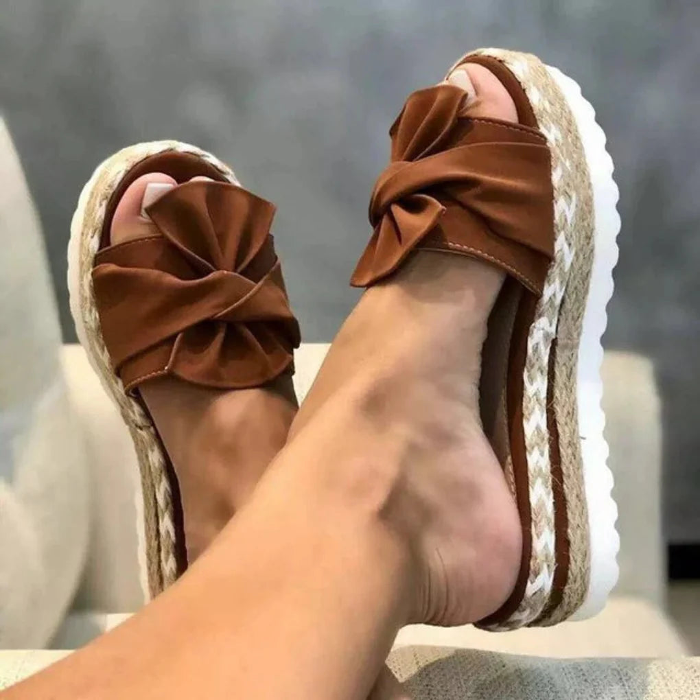 Dame Sandaler Plattform med Sløyfe og Åpen Tå Design 5