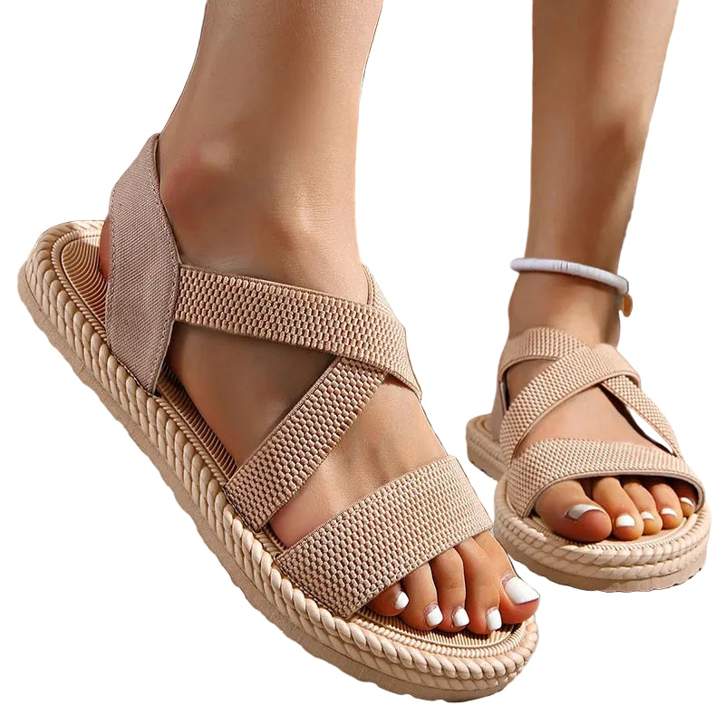 Dame Sandaler Vevde Boho Stil med Komfortabel Fotseng 8