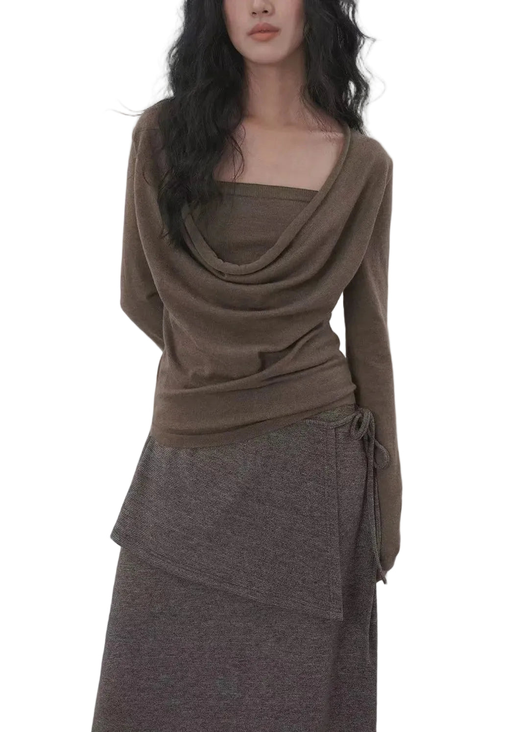 Dame Skjorte Langermet Falsk To-delt Design 0