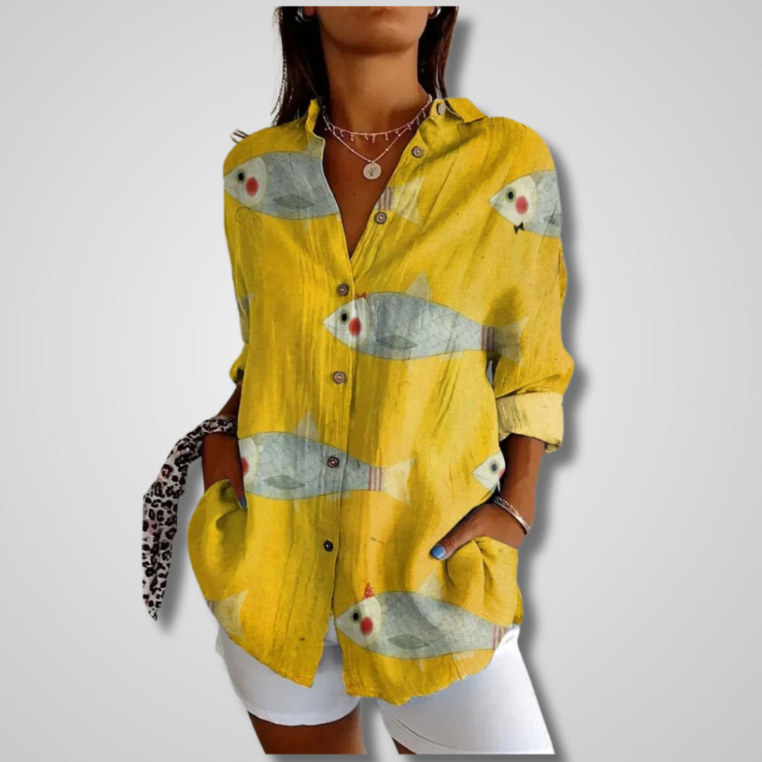 Dame Skjorte Vintage Inspirert Avslappet 4