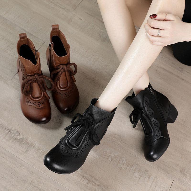 Dame Snørestøvler med Glidelås 3