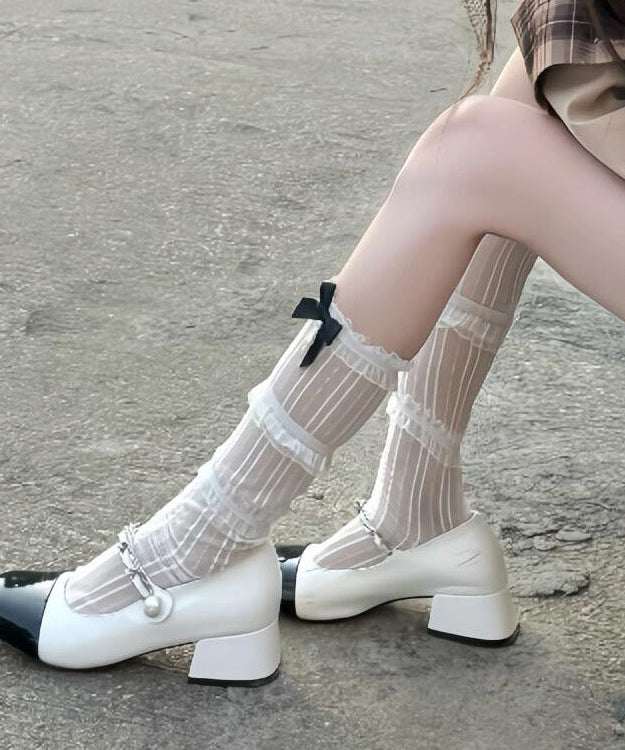 Dame Sokker med Blonde og Bue Detaljer 3
