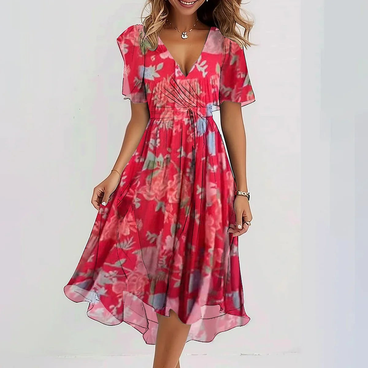 Dame Sommerkjole Flytende Design for Varme Dager 3
