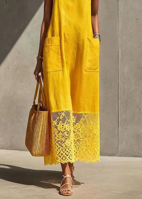 Dame Sommerkjole Patchwork med Spaghettistropper 4