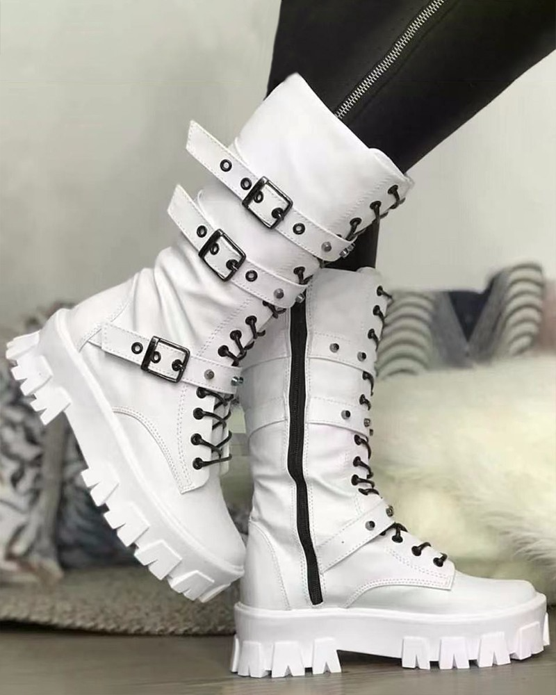 Dame Støvler med Glidelås og Spenner 2