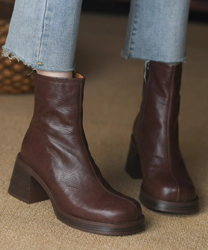 Dame Støvletter Chunky Hæl med Glidelås Moderne Design 3