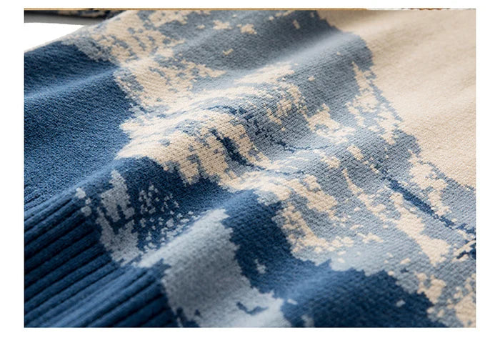 Dame Strikka Genser Oversize Med Unikt Fjellandskapsdesign 7