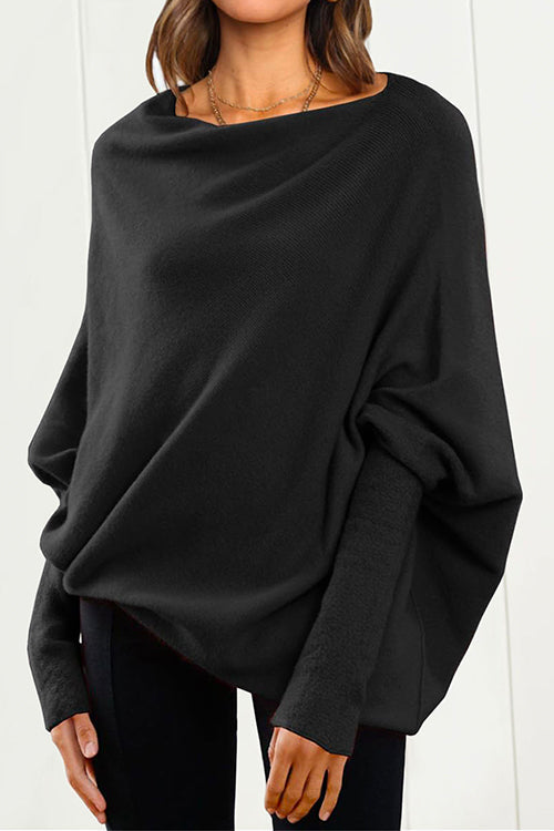 Dame Strikkegenser med Batwing-Ermer Moderne Avslappet Stil 3