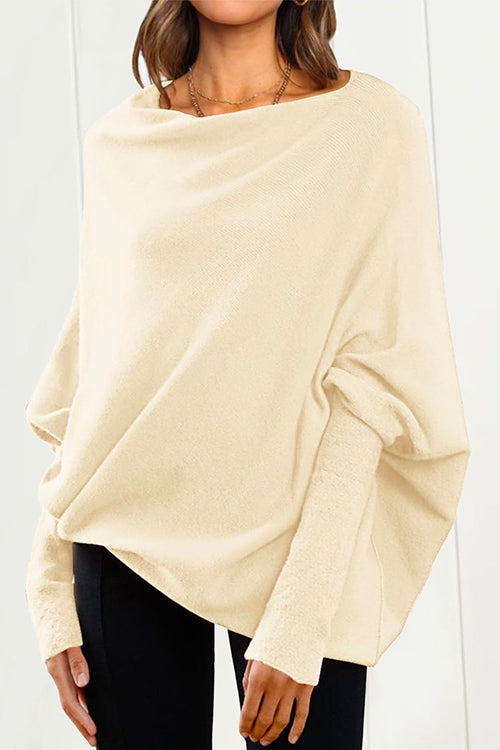 Dame Strikkegenser med Batwing-Ermer Moderne Avslappet Stil 4