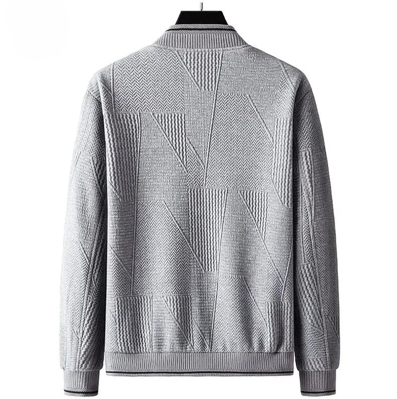 Dame Strikkejakke Moderne Design Geometrisk Mønster 4