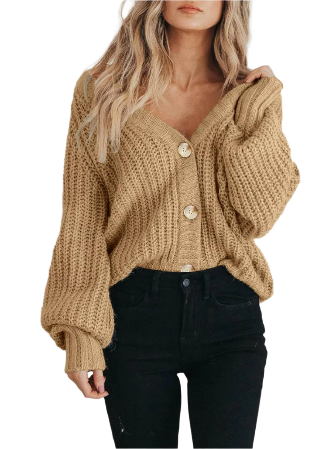 Dame Strikkejakke Oversized Chunky Polyester 0