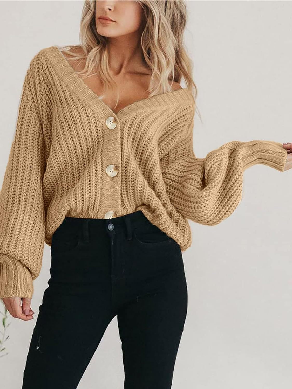 Dame Strikkejakke Oversized Chunky Polyester 2