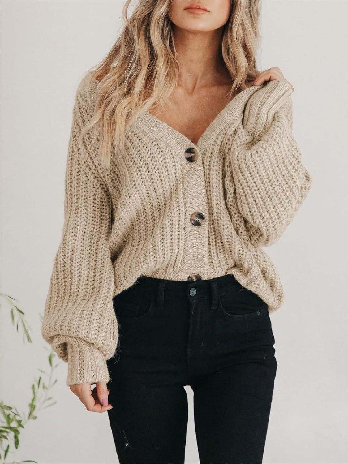 Dame Strikkejakke Oversized Chunky Polyester 6