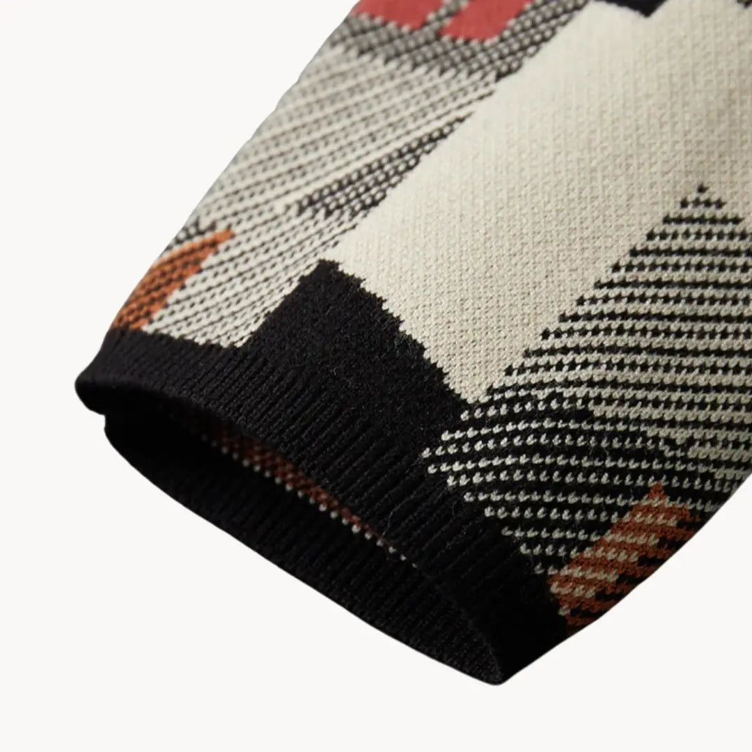 Dame Strikket Cardigan Med Abstrakt Mønster Moderne Stil 8