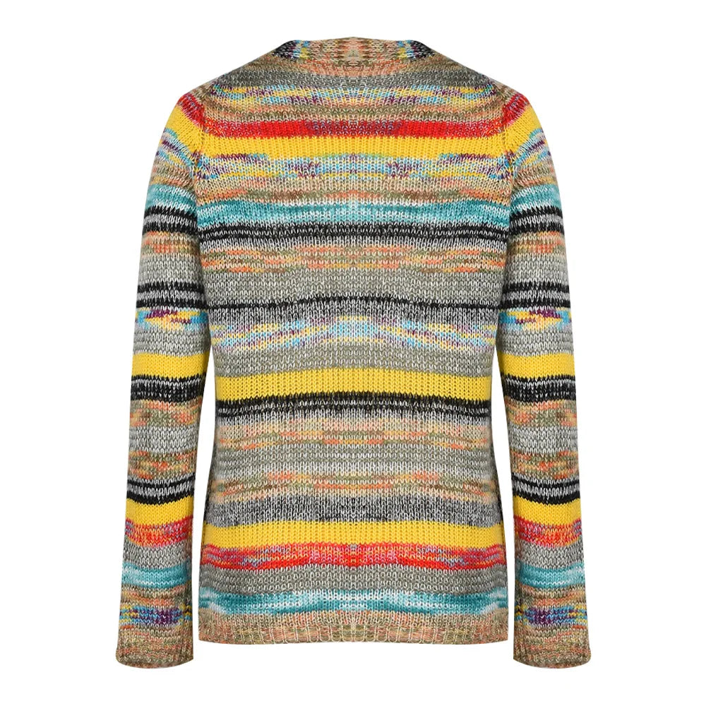Dame Strikket Cardigan Tynn Løs Jakke 3