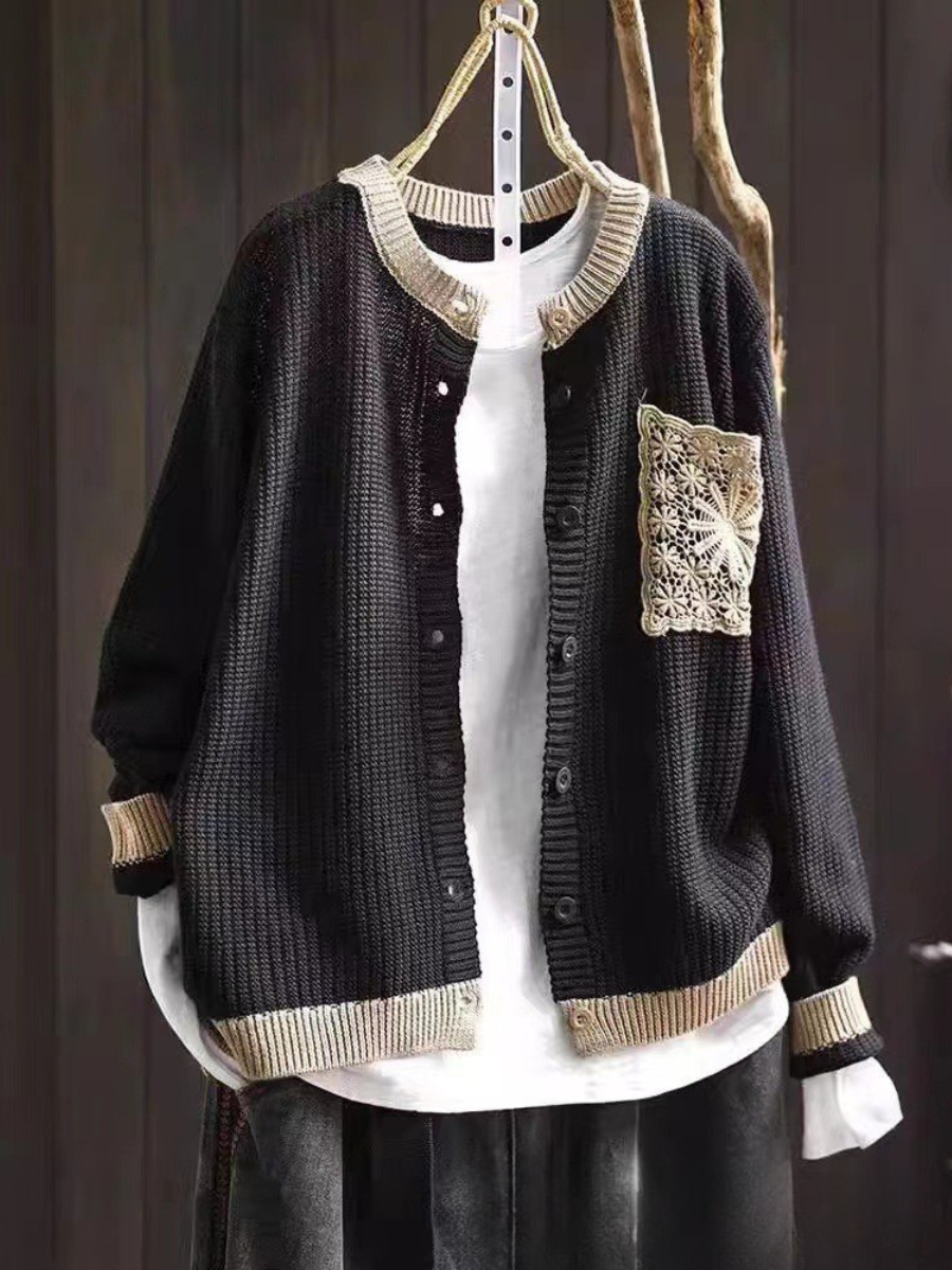 Dame Strikket Cardigan med Lommer - Klassisk og Komfortabel Stil 1