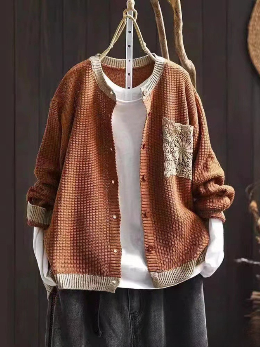 Dame Strikket Cardigan med Lommer - Klassisk og Komfortabel Stil 3