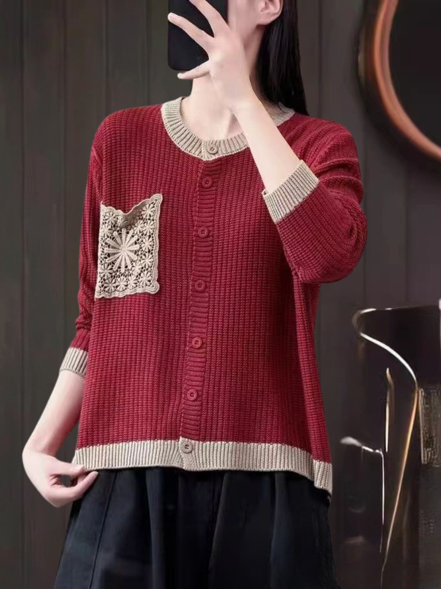 Dame Strikket Cardigan med Lommer - Klassisk og Komfortabel Stil 8