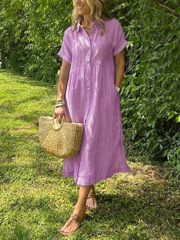 Dame Stripet Skjorte med Knapper 5