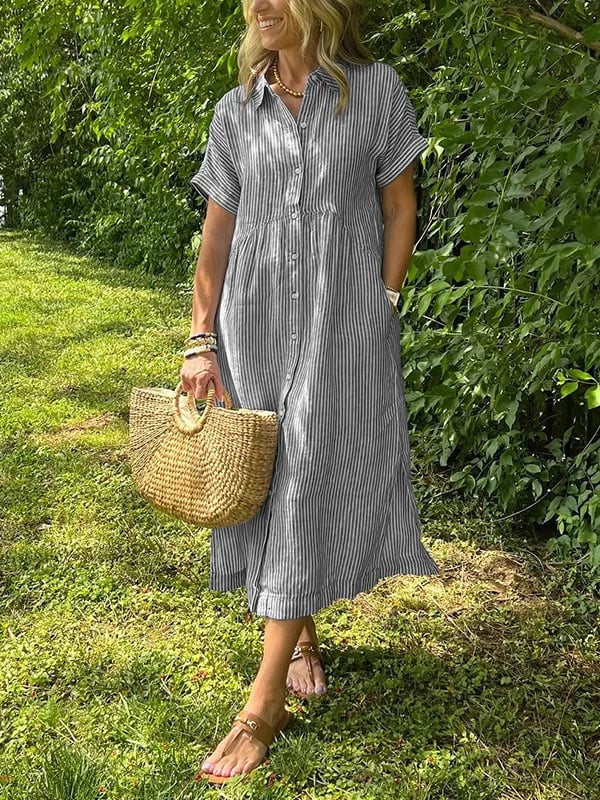 Dame Stripet Skjorte med Knapper 9