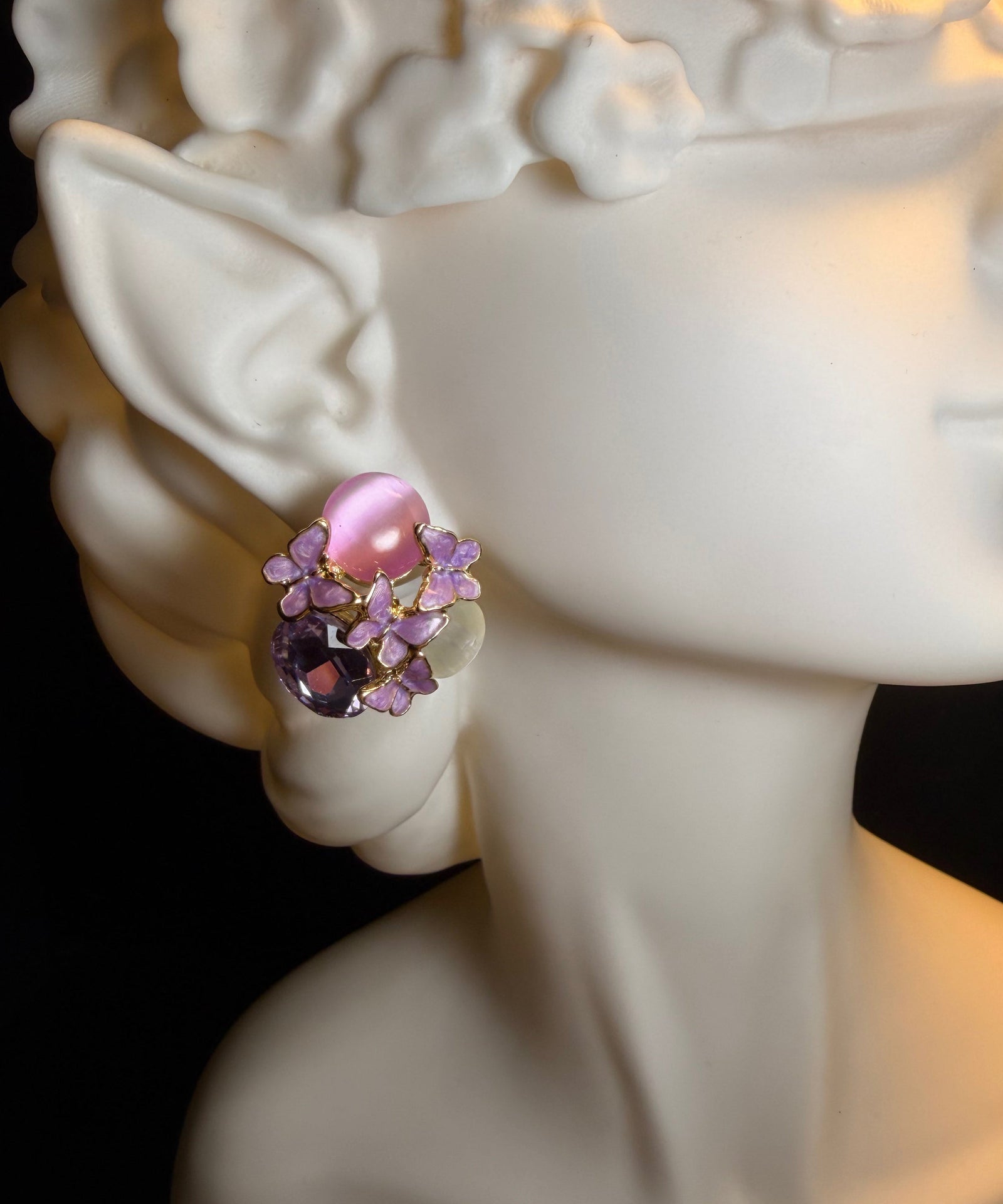 Dame Stud Øredobber Crystal Iris Design 1