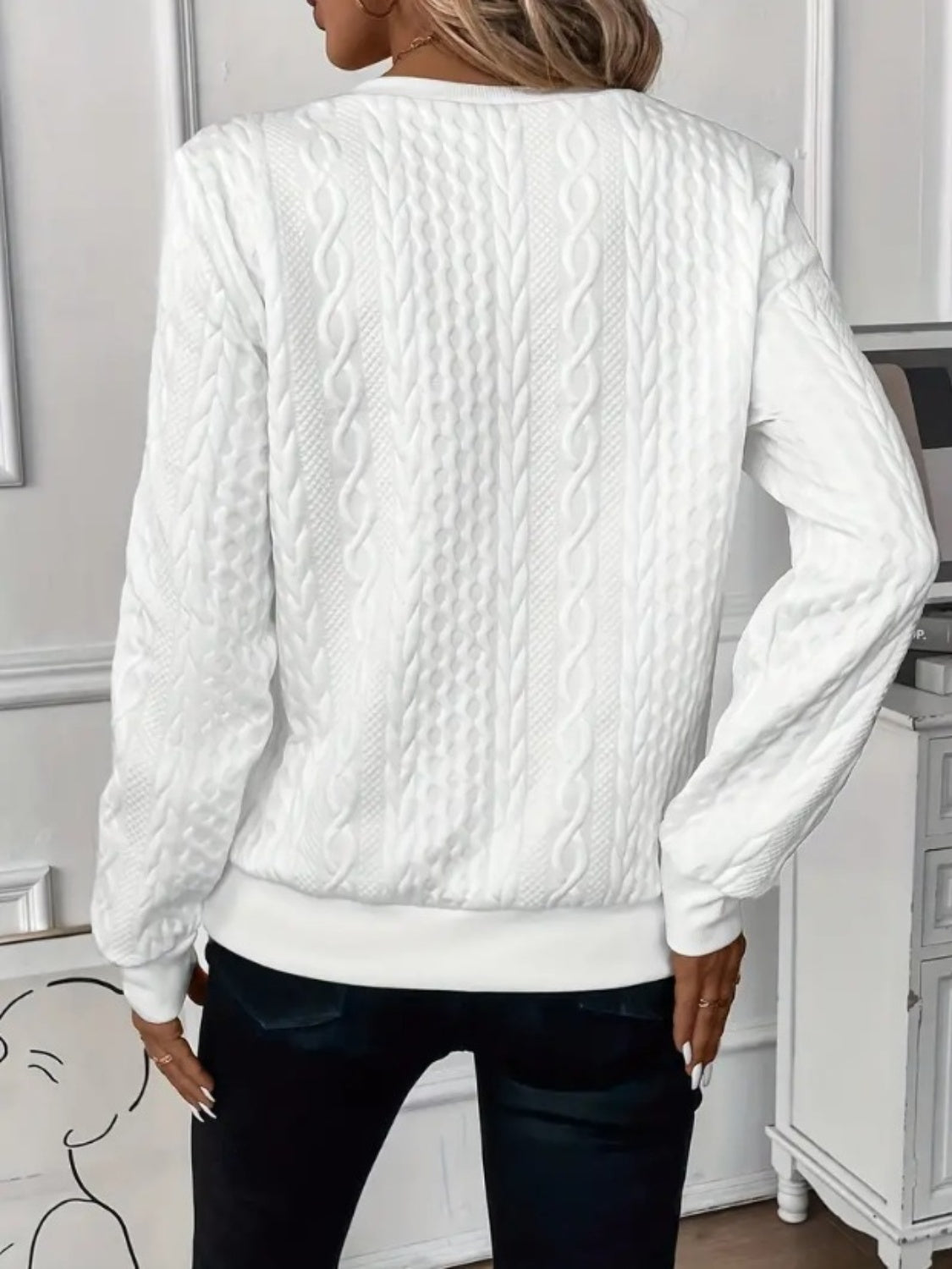Dame Sweatshirt Halv Glidelås Teksturert Polyester 1
