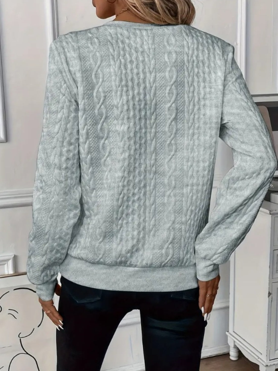 Dame Sweatshirt Halv Glidelås Teksturert Polyester 8