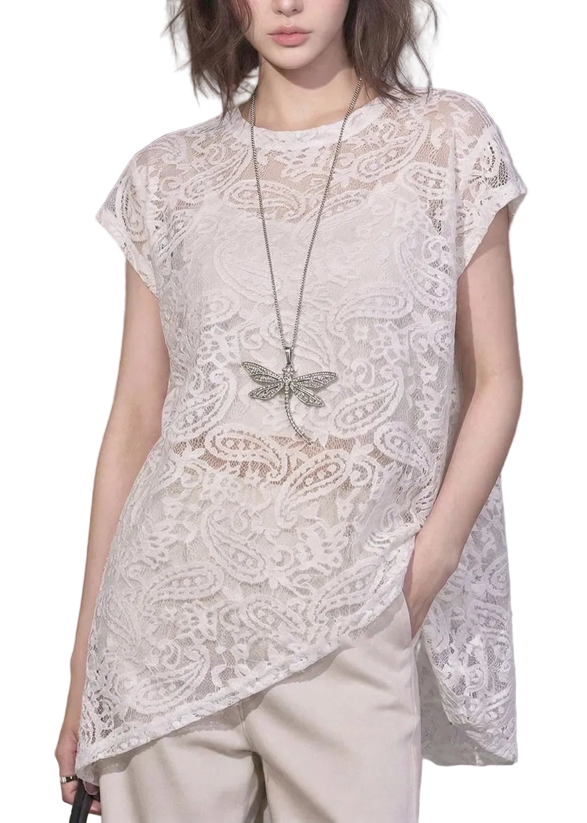 Dame T-skjorte med asymmetrisk design 0