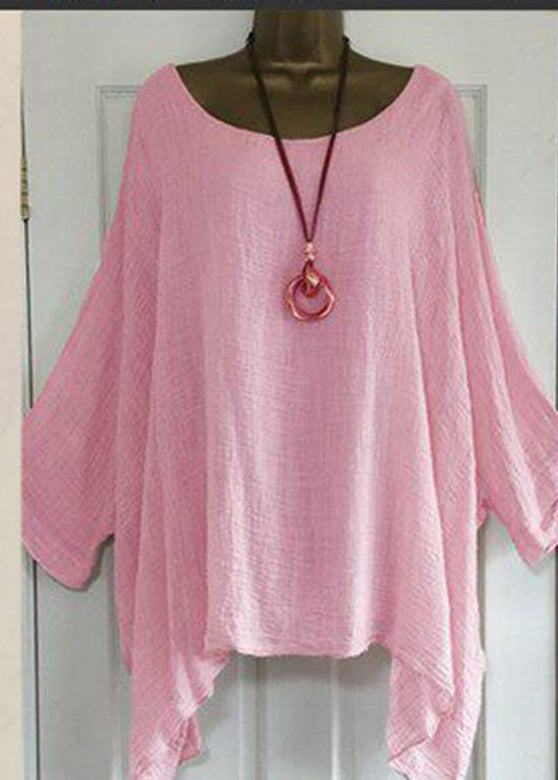 Dame T Skjorte Asymmetrisk O-hals Halv Erme Plus Size 1