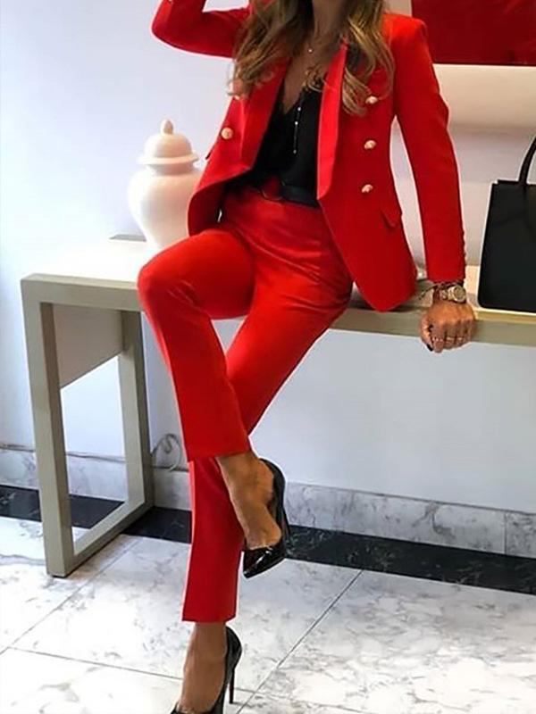 Dame Todelt Blazer og Bukser Kombinasjon 3