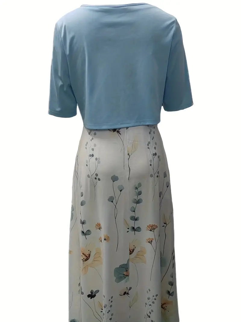 Dame Todelt Kjolesett med Blomsterdesign 1