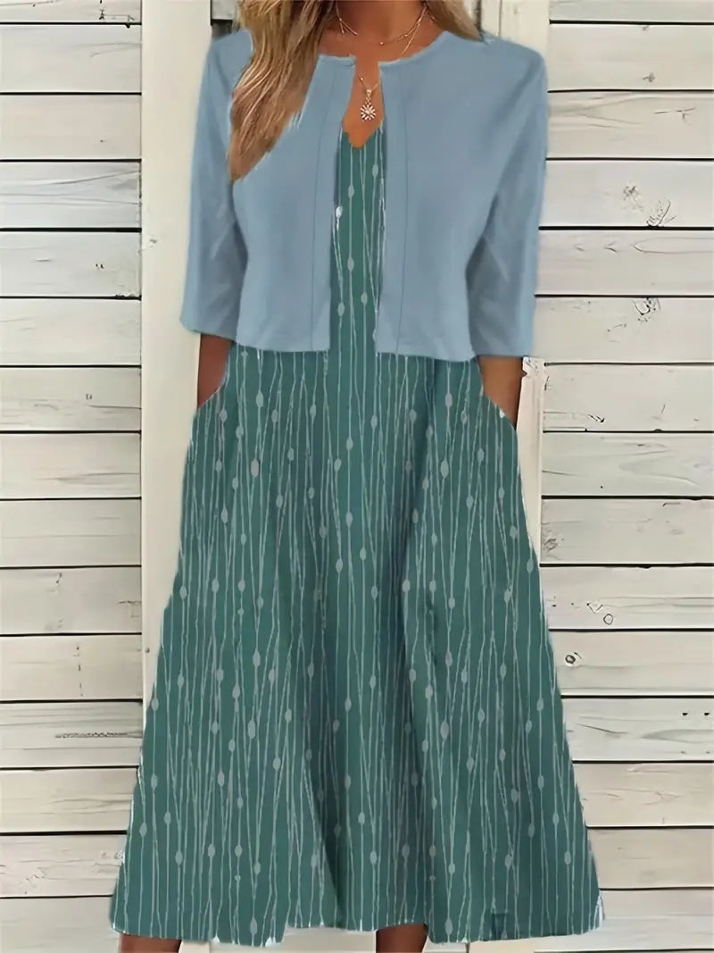 Dame Todelt Kjolesett med Blomsterdesign 9