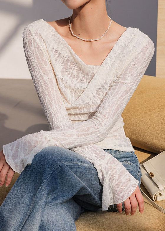Dame Topp One Shoulder med Vide Ermer 1